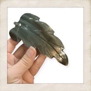 1970’s French Leaf Shaped Hair Barrette, Handmade in France, Deadstock 5” OOAK
